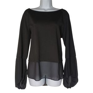 EDAS Italia Made In Italy Sheer Hem Bubble Long Sleeve Top 18